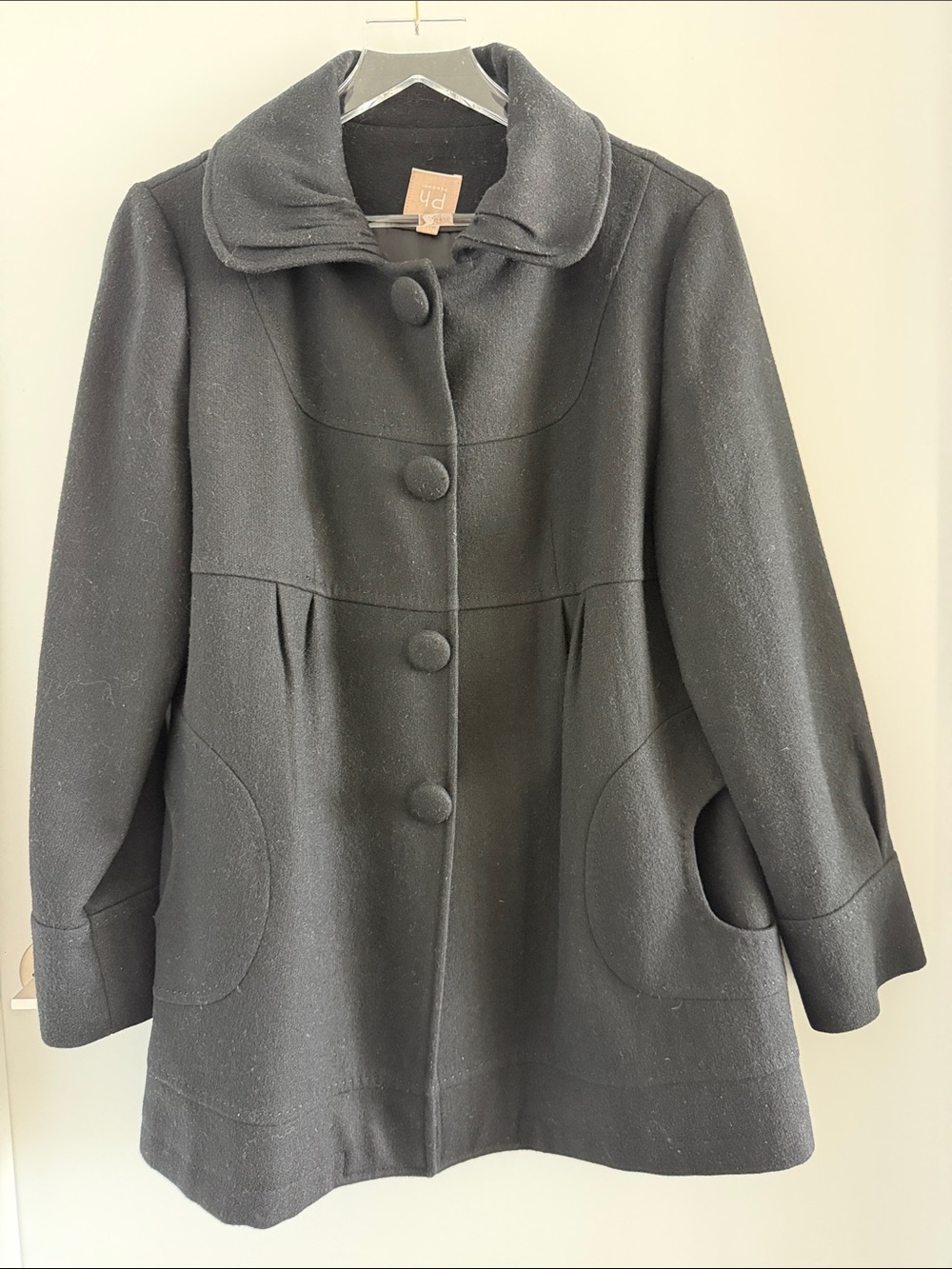 Ph - Wool Blend Black Women's Coat